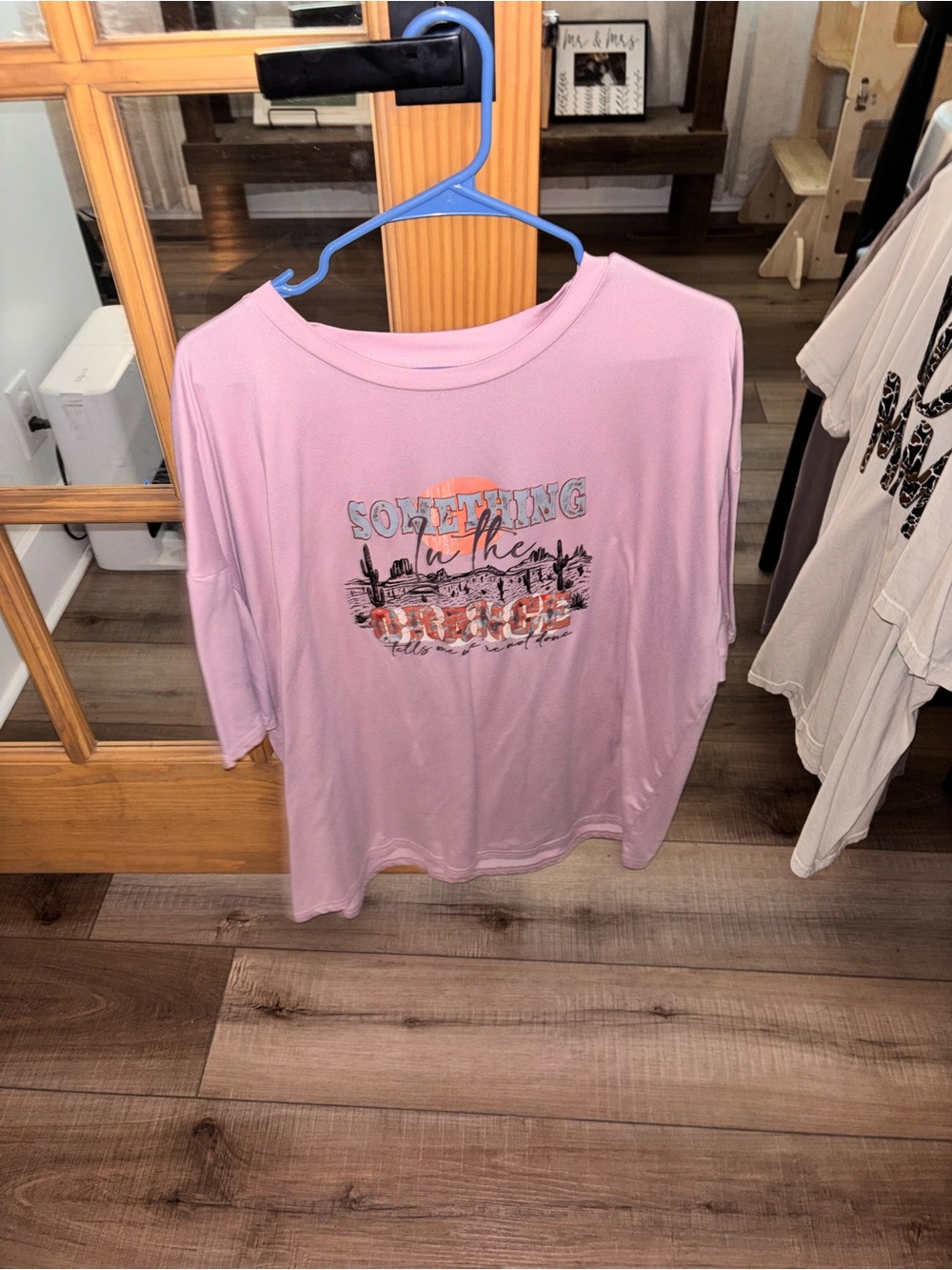 SHEIN Pink Graphic Short Sleeve Tee with Sunset Print